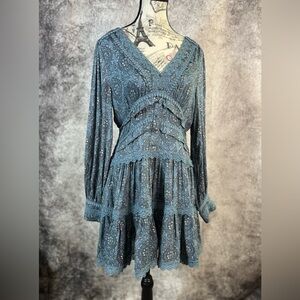 Blue b Blue Long Sleeve A-line Lace Dress W/ Keyhole back button closure Size S